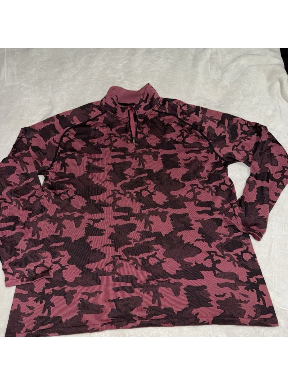 UNRL Sweater Mens Extra Large Red Camo Pullover Golf 1/4 Zip Lightweight